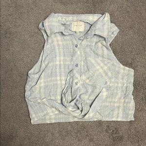 Ultra Flirt Light Blue Button-Up Top